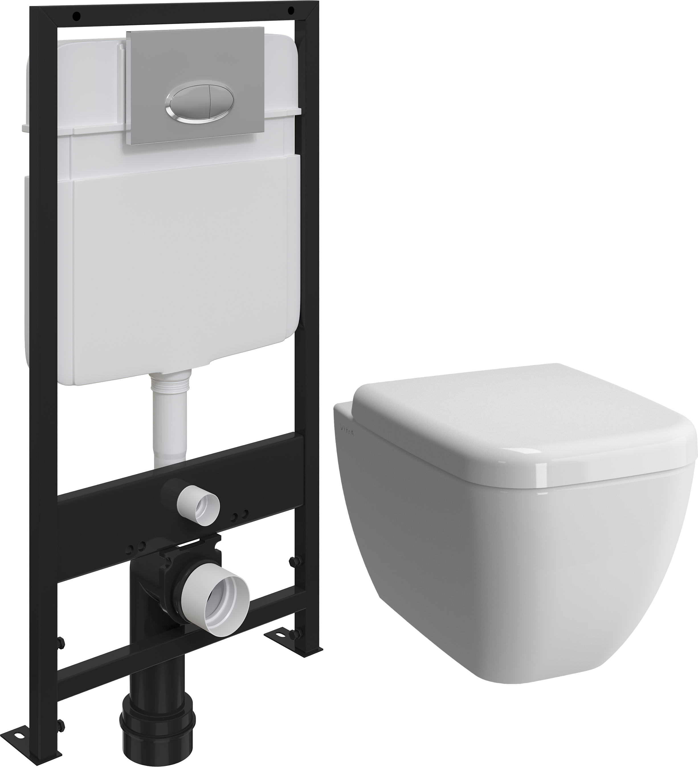 

Комплект Унитаз подвесной VitrA Shift 7742B003-0075 безободковый, с микролифтом + Система инсталляции для унитазов EWRIKA ProLT 0026-2020 + Кнопка смыва EWRIKA 0051 хром