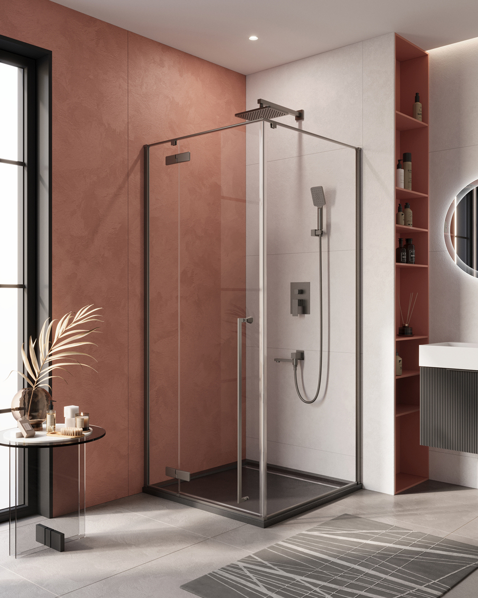 

Душевой уголок Cezares Liner A-1 L 90х90 см, профиль оружейная сталь, стекло прозрачное