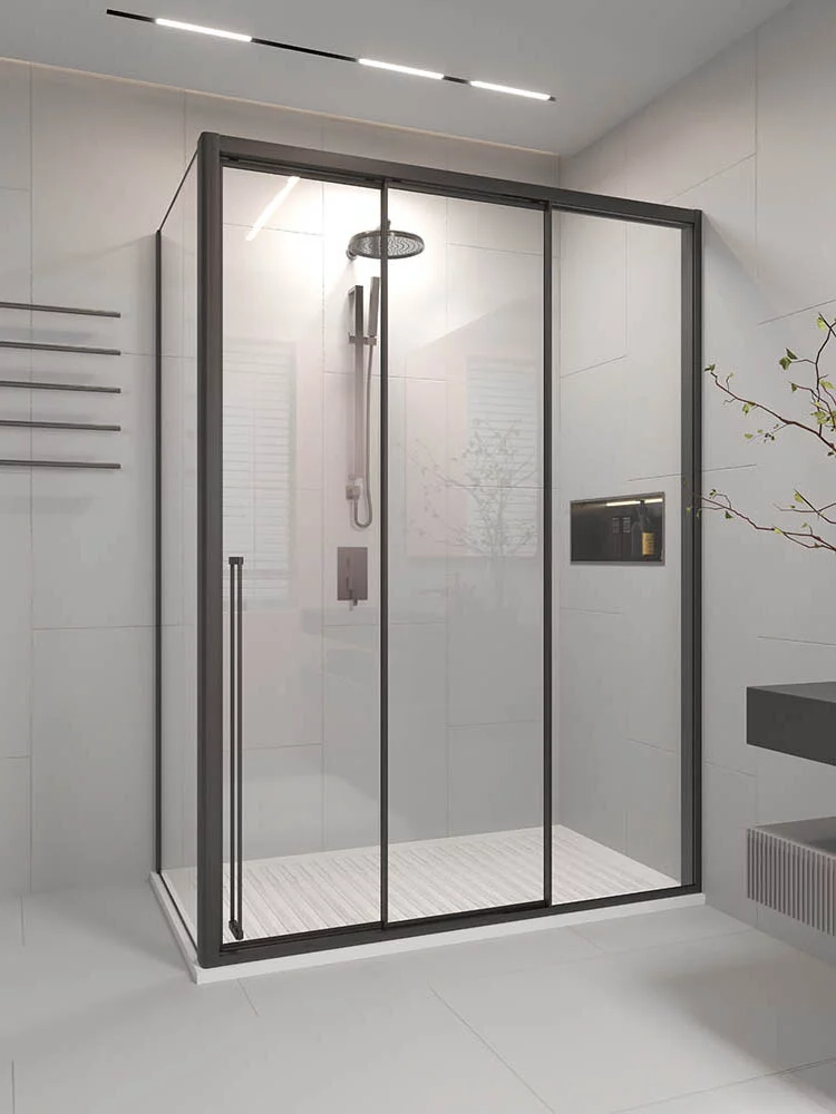 Душевой уголок Veconi Premium Prato 300 SP B-R 150х90, профиль матовый черный, стекло прозрачное