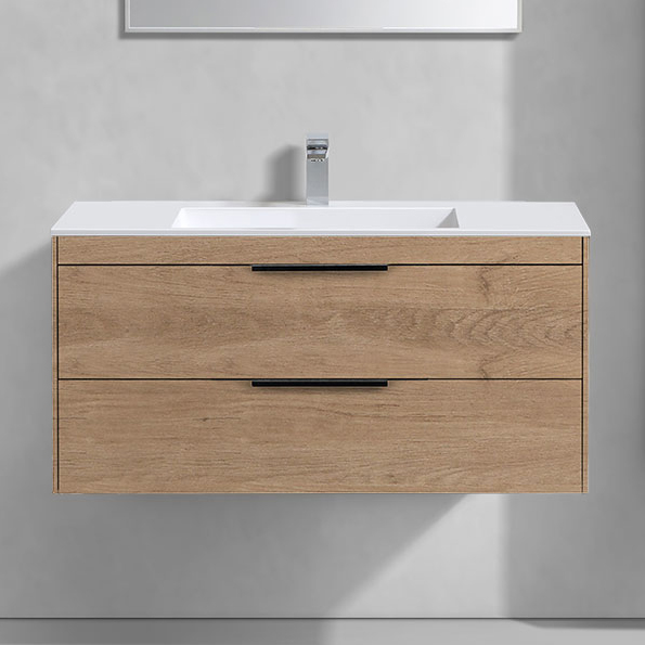 Тумба с раковиной Vincea Chiara 2D 100 2 ящика натуральный дуб с белой раковиной 45950₽