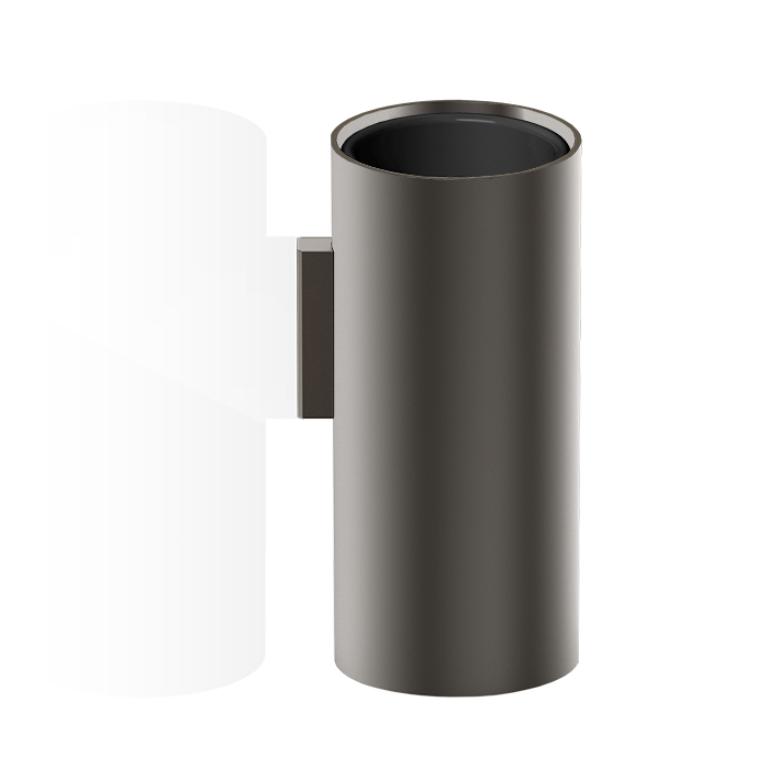 

DECOR WALTHER (Mikado MK WMB) Стакан для зубных щеток подвесной 12 X Ø 5,5 х 6,5 см, внутр белый керамич. контейнер, цвет Dark Metal Matt