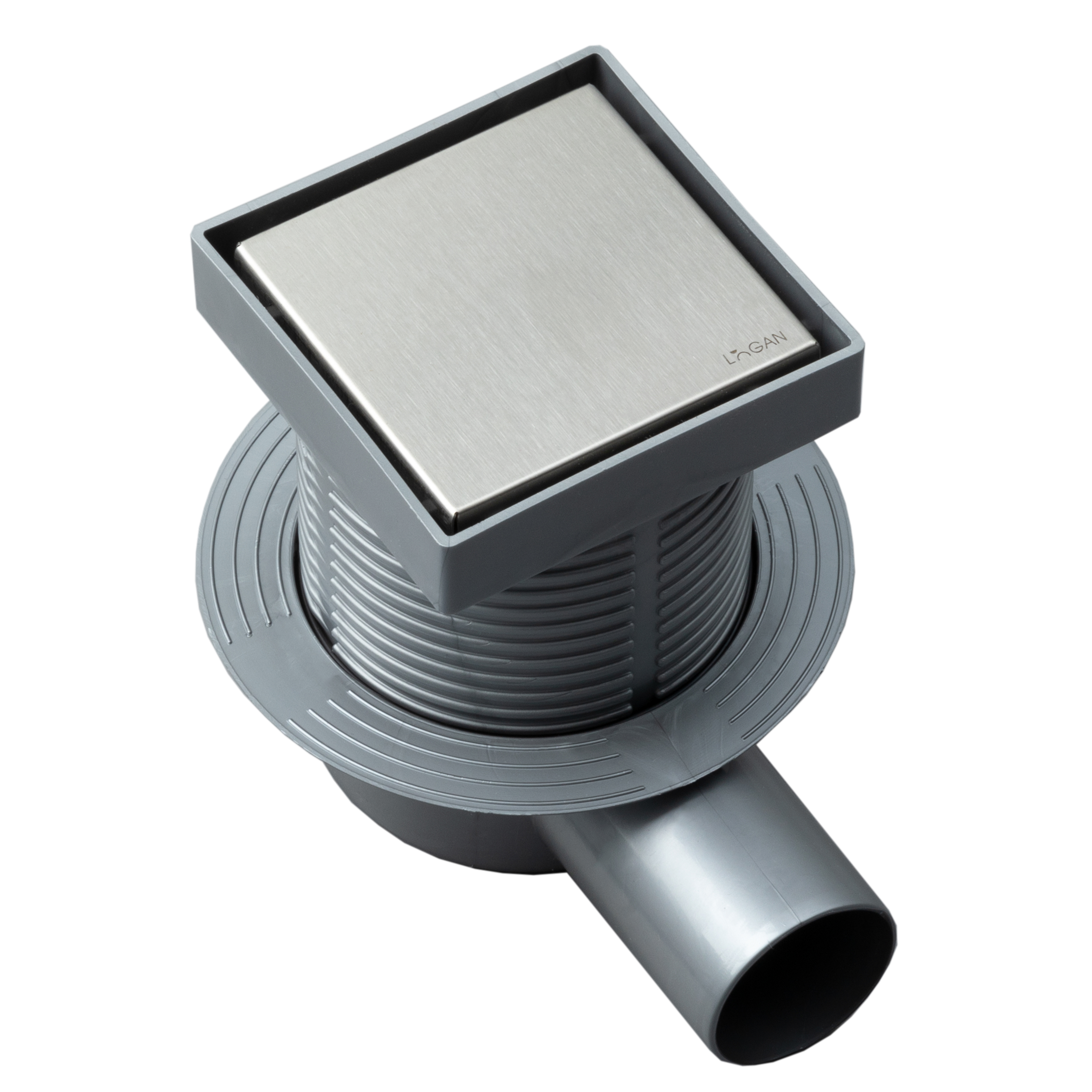 Душевой трап Logan L005-100 11x11, в пол, нержавеющая сталь, с сифоном