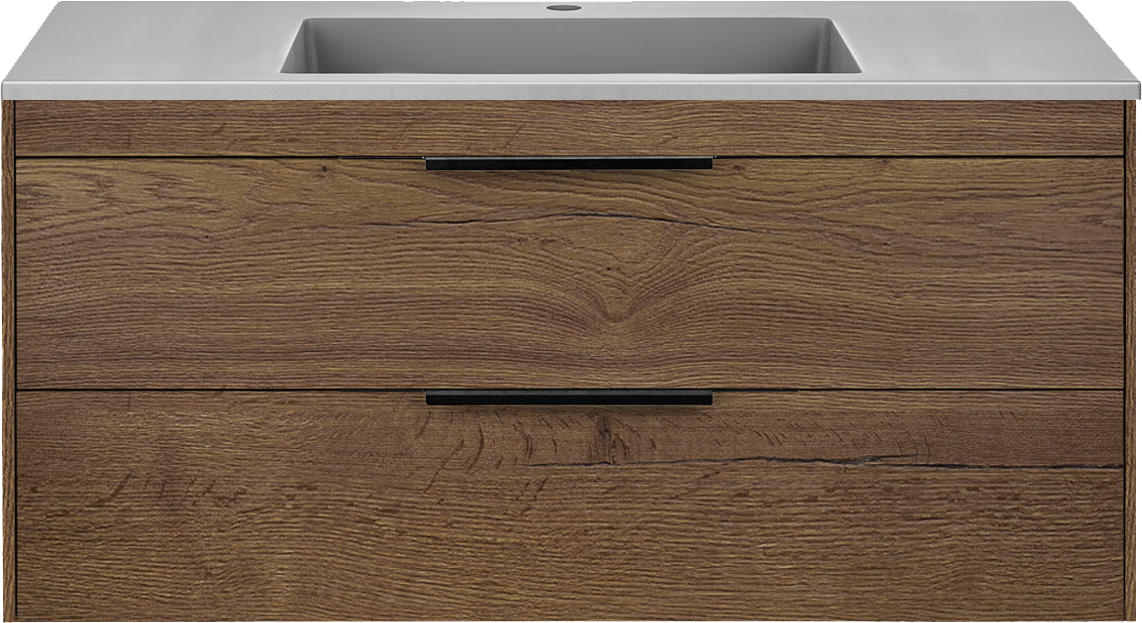 

Тумба с раковиной Vincea Chiara 2D 100, 2 ящика, дуб табак, с серой раковиной