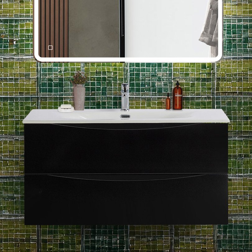 

Тумба под раковину без столешницы BelBagno Marino-cer-n 100 подвесная, nero lucido