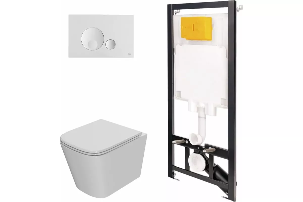 

Комплект инсталляции с подвесным унитазом Point Ника белый клавиша белая