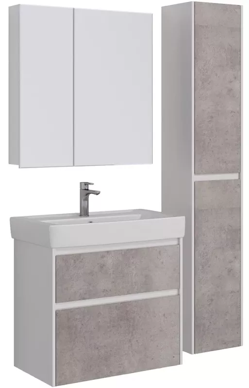 Комплект мебели Lemark Combi 80 серый, бетон, белый глянцевый
