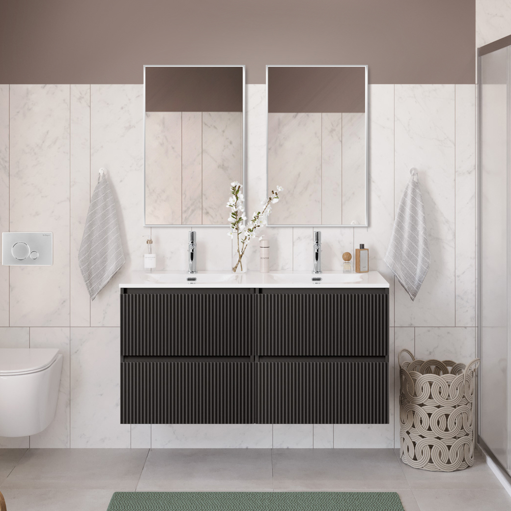 

Мебель для ванной комнаты BelBagno Uno 120 подвесная, 4 ящика, матовая темно-серая