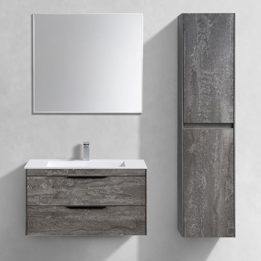 

Мебель для ванной комнаты Vincea Chiara 2D 80, 2 ящика, камень, с белой раковиной