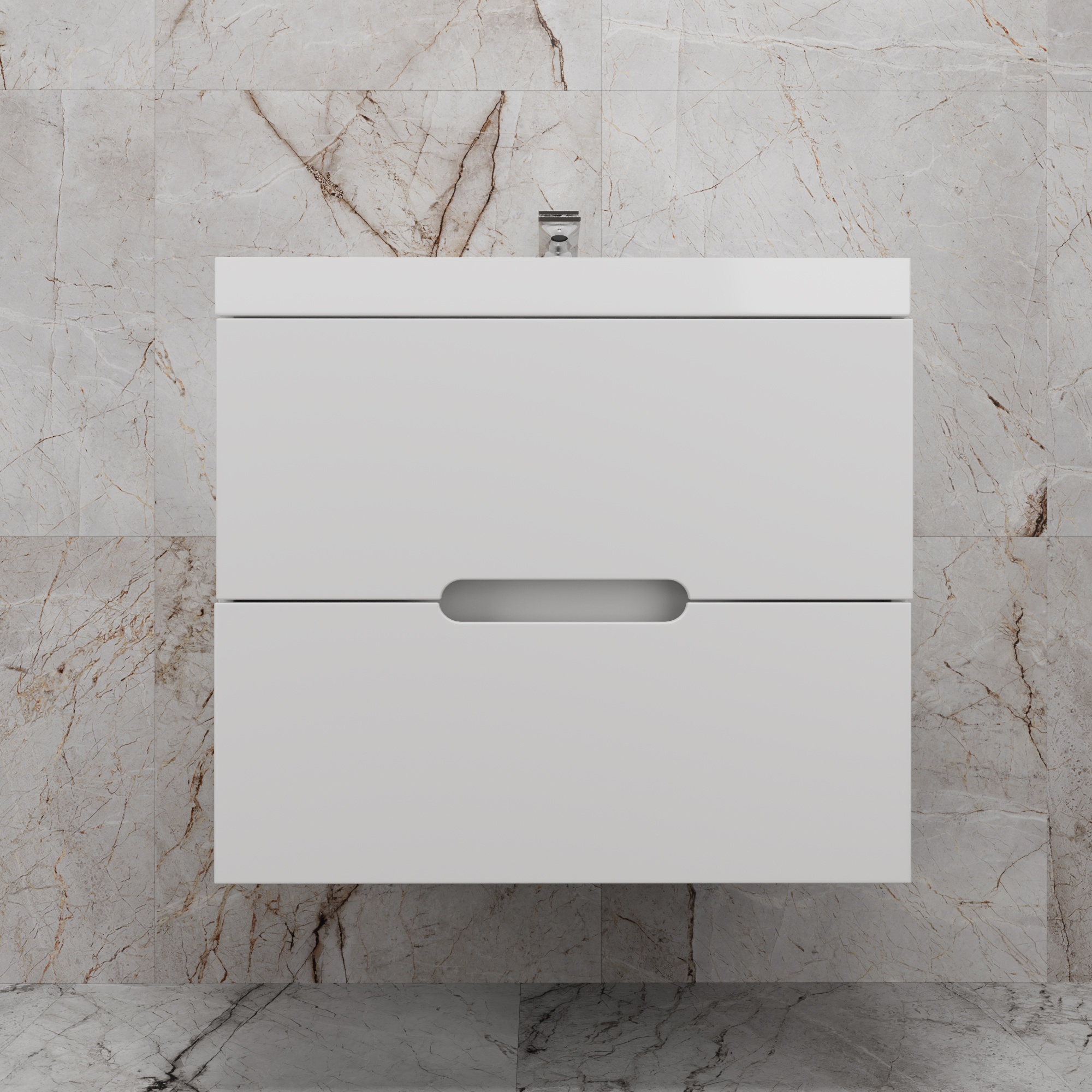 

Тумба под раковину без столешницы Style Line Матис 70 подвесная, белая матовая