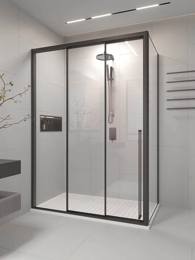 Душевой уголок Veconi Premium Prato 300 SP B-L 120х80, профиль матовый черный, стекло прозрачное