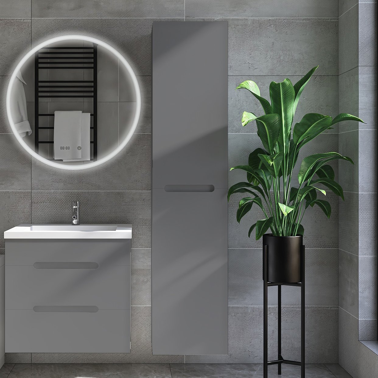 

Шкаф пенал для ванной VIANT Марсель подвесной, графит