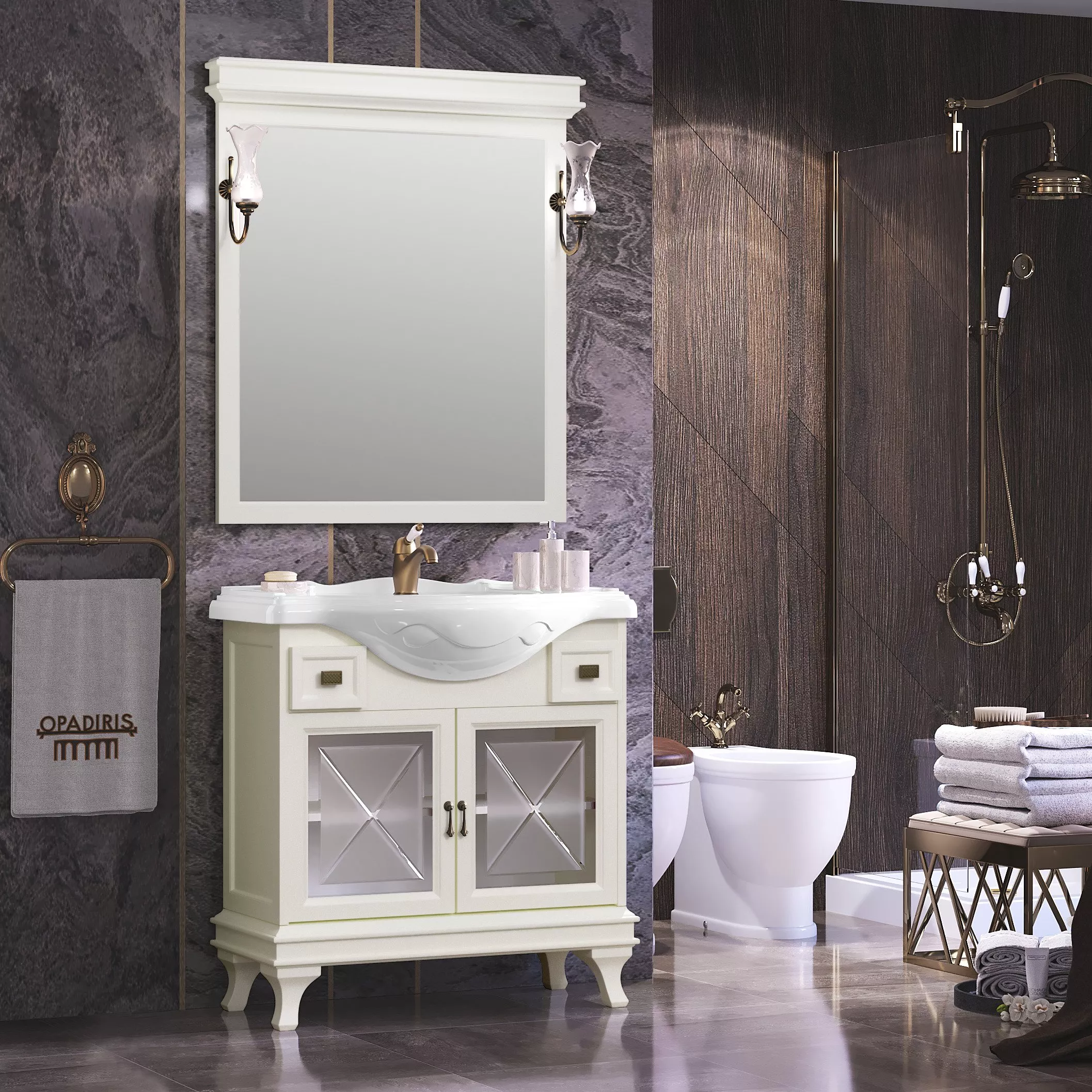 Мебель для ванной Opadiris Борджи 85 слоновая кость, цвет белый - фото 1