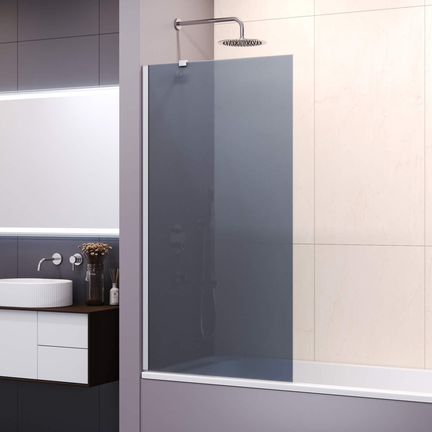 

Шторка на ванну RGW SC-150 70 см, профиль хром, стекло серое