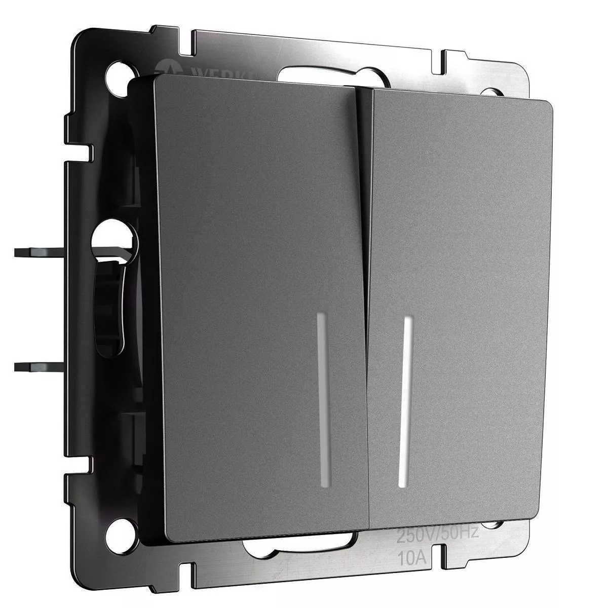 

Выключатель Werkel двухклавишный с подсветкой графит W1120164 4690389194368