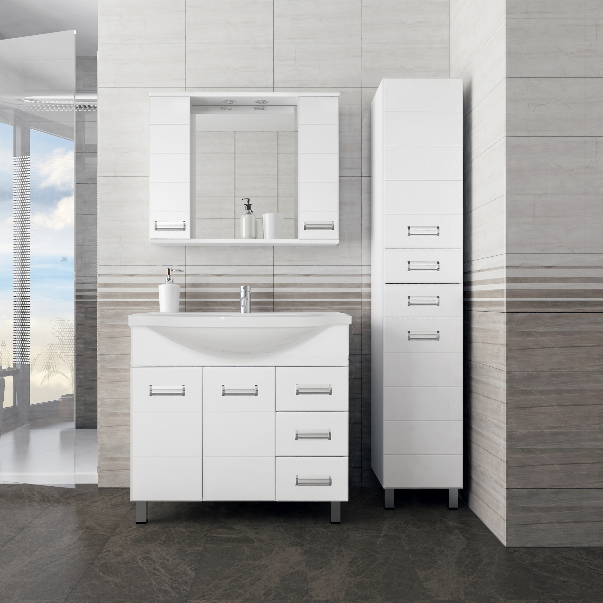 

Мебель для ванной комнаты Style Line Ирис 100 белая