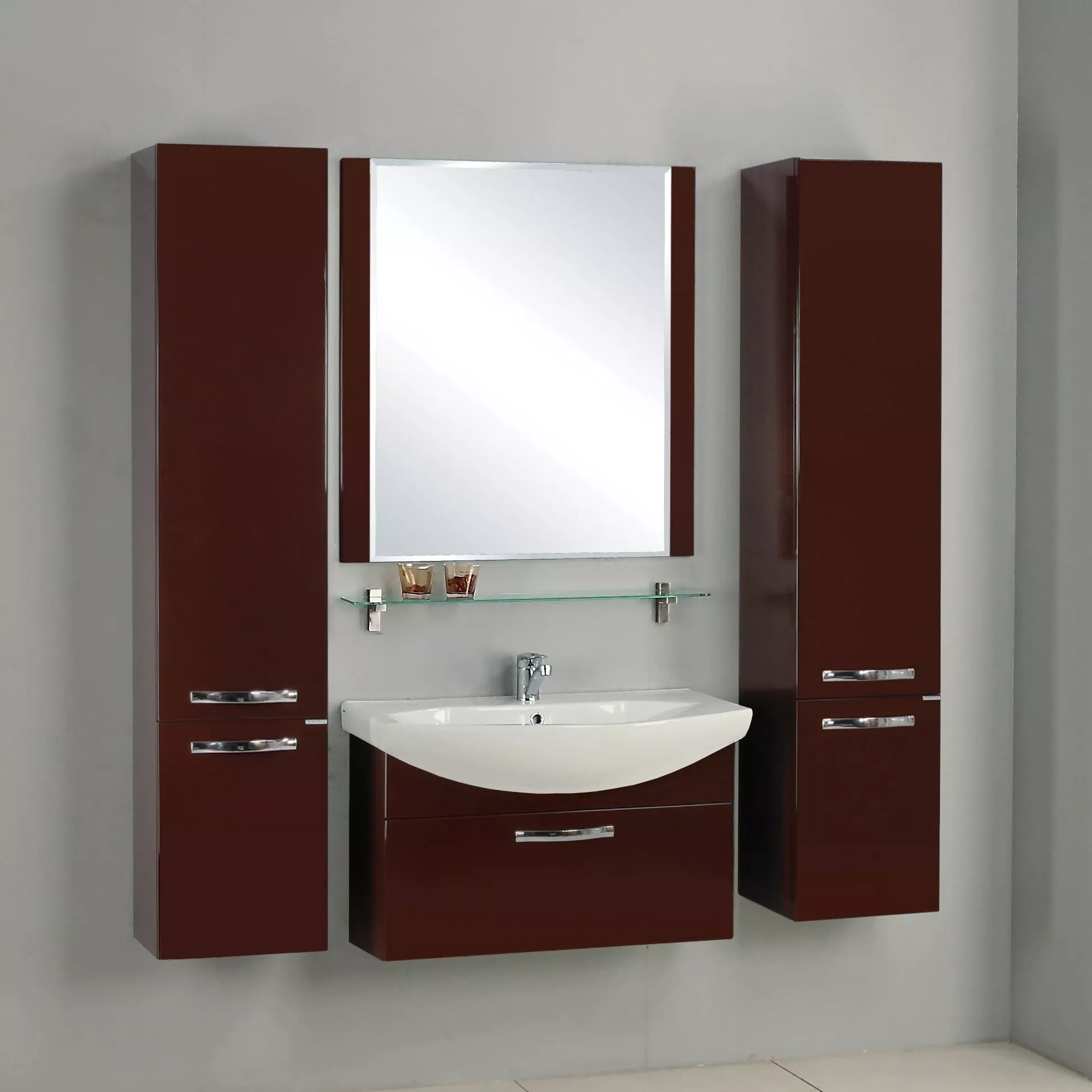 Мебель для ванной Акватон Ария 80 темно-коричневая, размер 80.5, цвет белый - фото 1