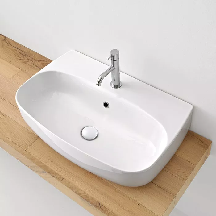 

Kerasan Nolita Раковина подвесная/накладная 70х45 см, с 1 отв под смеситель, цвет белый глянцевый