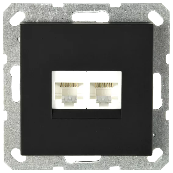 

Интернет розетка Jasmart двойная разъем RJ45х2 с накладкой черный матовый (soft touch) G6106PB