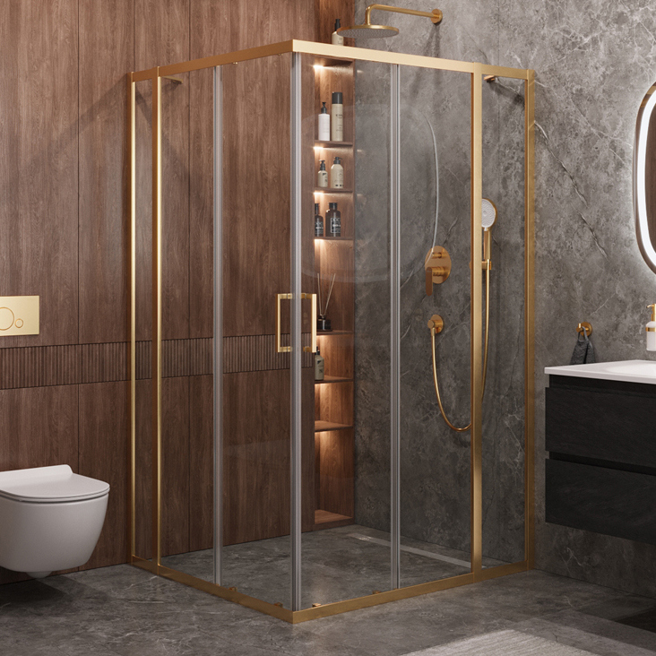 

Душевой уголок Cezares Molveno AH 22 130+120 C BORO IV 130х120 см, профиль брашированное золото, стекло прозрачное