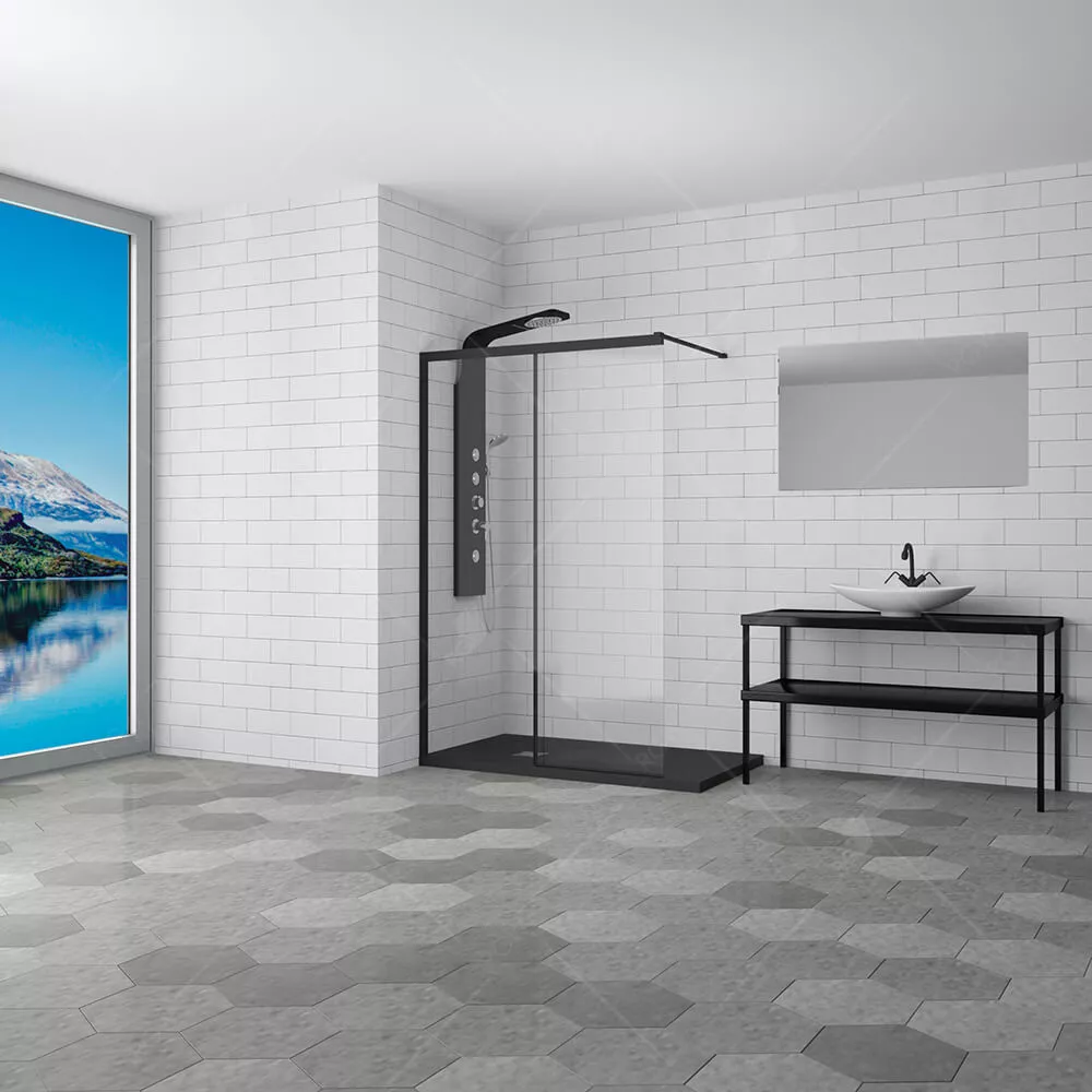 

Душевая перегородка RGW Walk In WA-13-B 150x195, профиль матовый черный