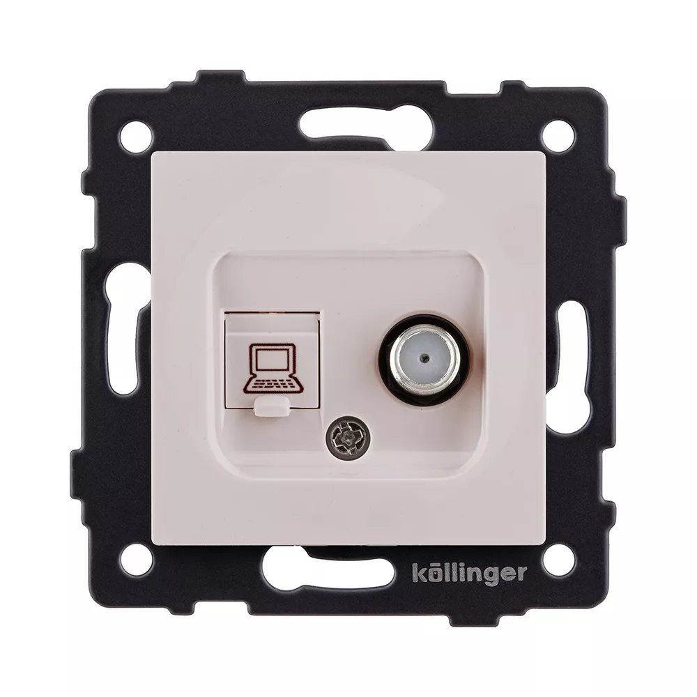 Розетка двойная спутниковая SAT + RJ45 Cat.6, кашемир матовый Kollinger REA-014CM для Aspekt, Eleganz, Reflex