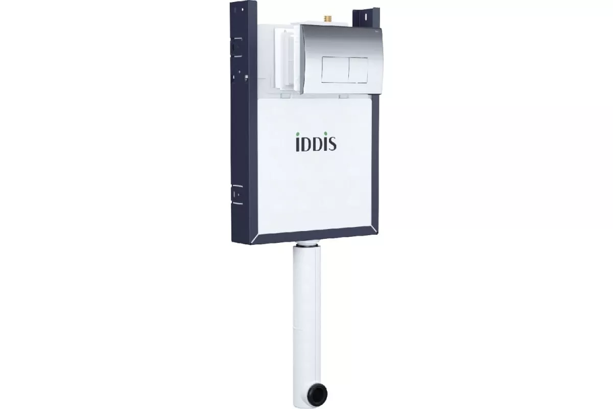 

Смывной бачок скрытого монтажа IDDIS Optima Home кнопка смыва серебро матовый