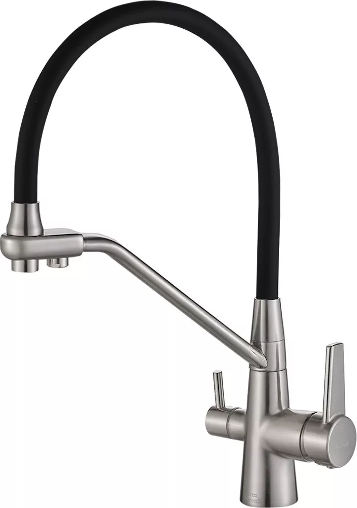 

Смеситель для кухни Steel Hammer SH 903-6 Satin с гибким изливом и подключением к фильтру сталь, сатин, черный