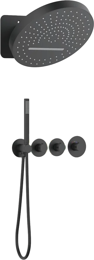 Душевой комплект Timo Saona с термостатом SX-2329/03SM черный матовый