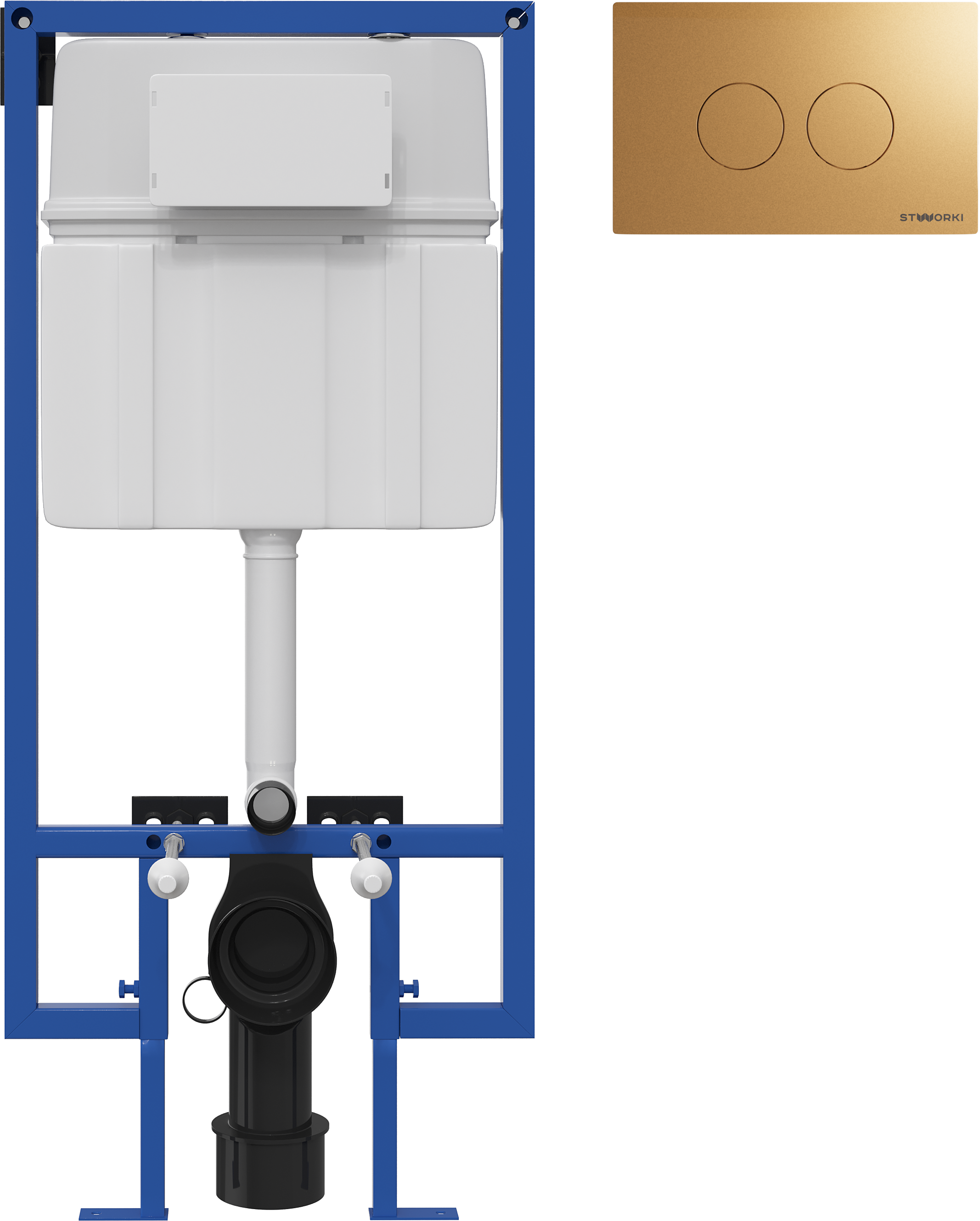 Система инсталляции для унитазов STWORKI 510163 с кнопкой смыва 500474 золотая матовая