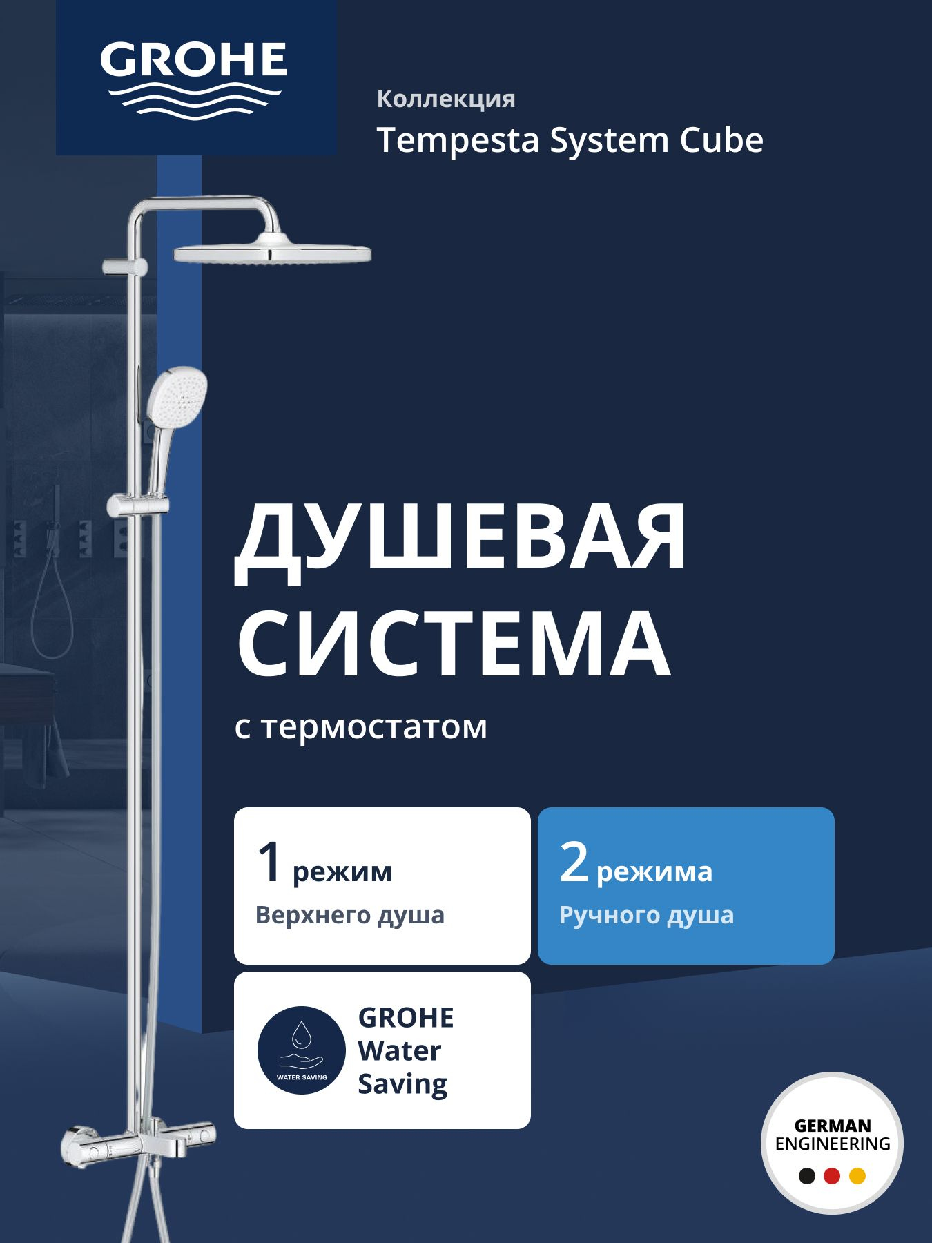 Душевая стойка Grohe Tempesta Cube 26691001 хром 54989₽