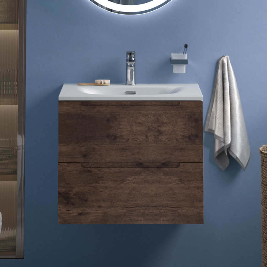 

Тумба с раковиной BelBagno Etna 39 70 rovere moro, раковина BB-8099-3-70