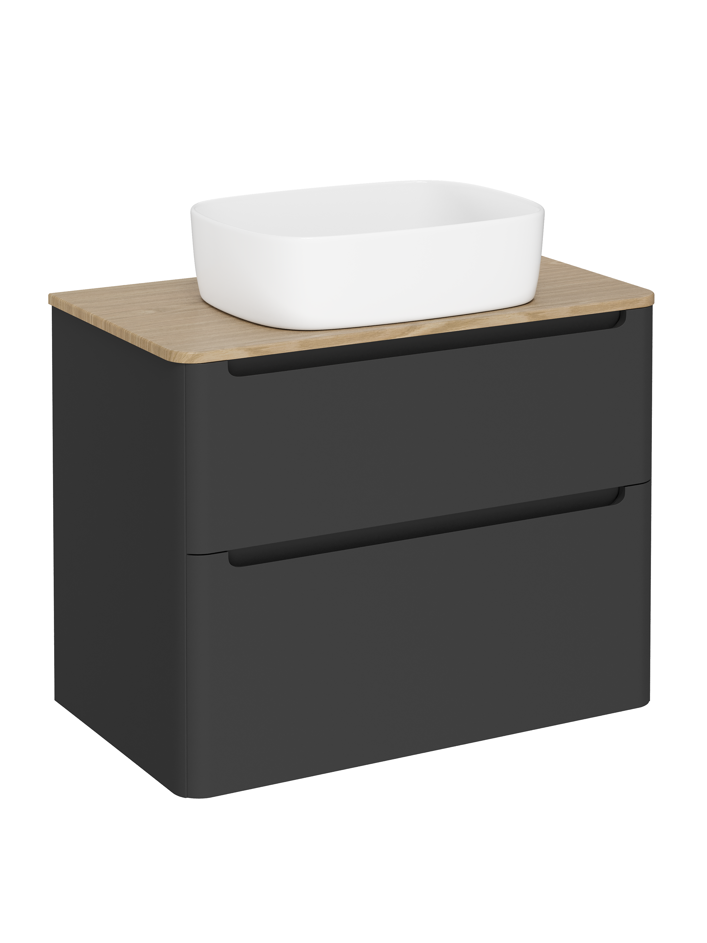 

Тумба с раковиной STWORKI Монтре 80 антрацит, столешница светлое дерево, раковина Берген S21410WH