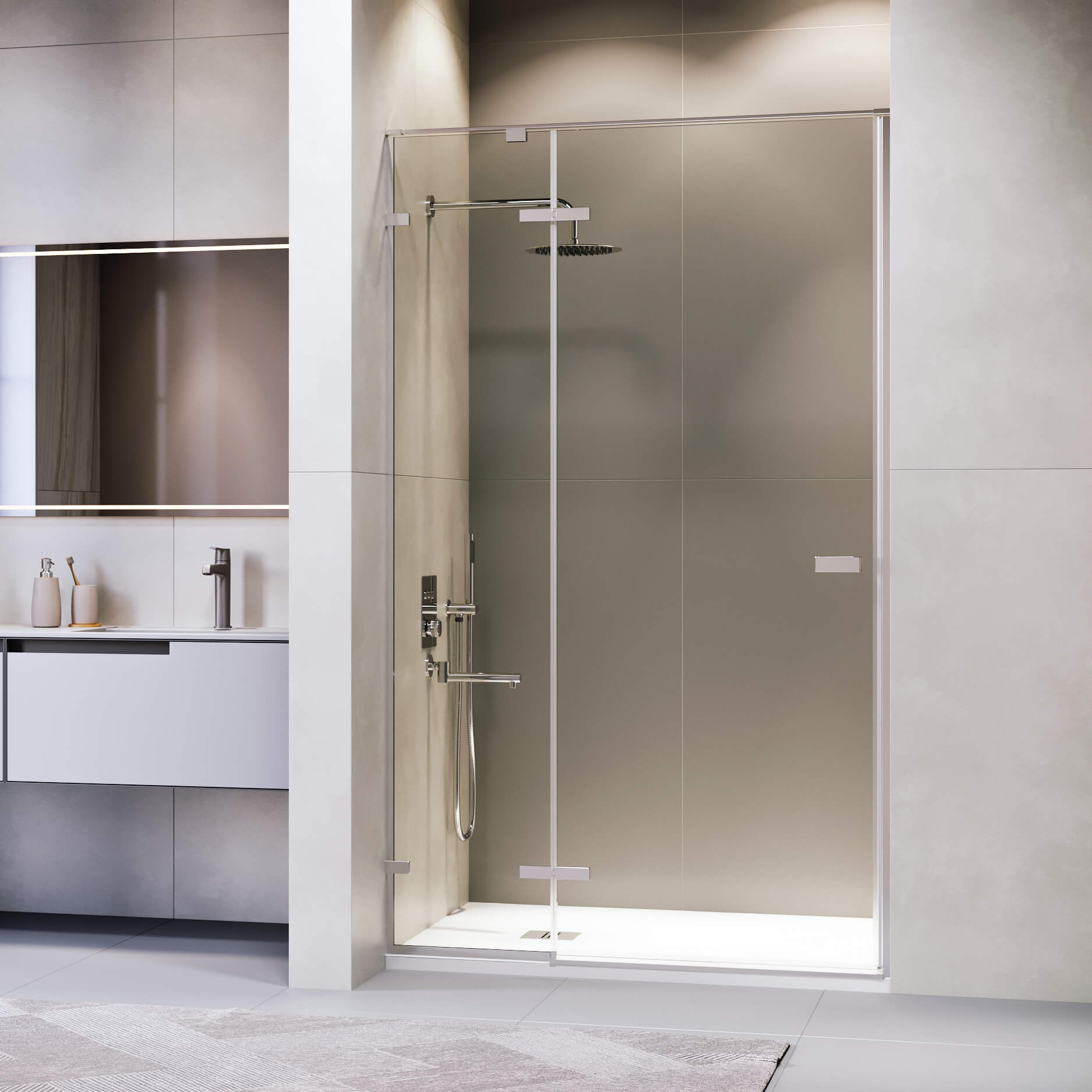 

Душевая дверь в нишу RGW Stilvoll SV-004 1100х2000 профиль хром, стекло матовое