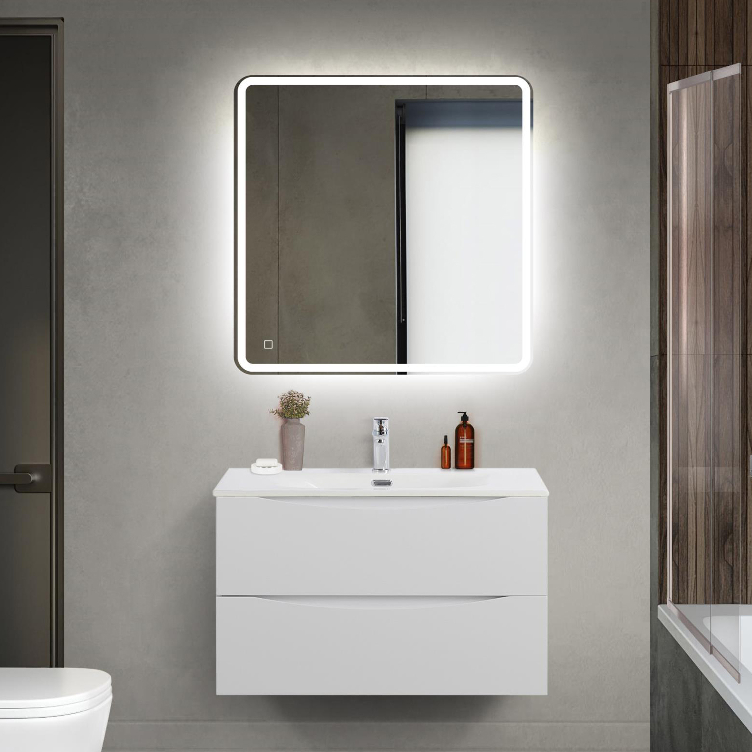 

Мебель для ванной комнаты BelBagno Marino-cer-mini 80 подвесная, bianco opaco