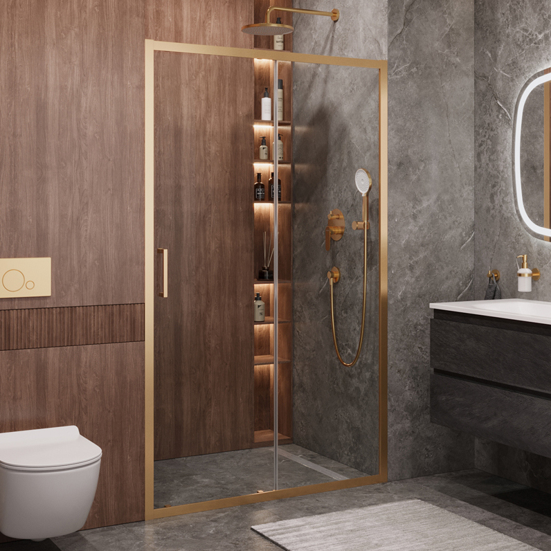 

Душевая дверь в нишу Cezares Molveno BF 1 120 C BORO IV 120 см, профиль брашированное золото, стекло прозрачное