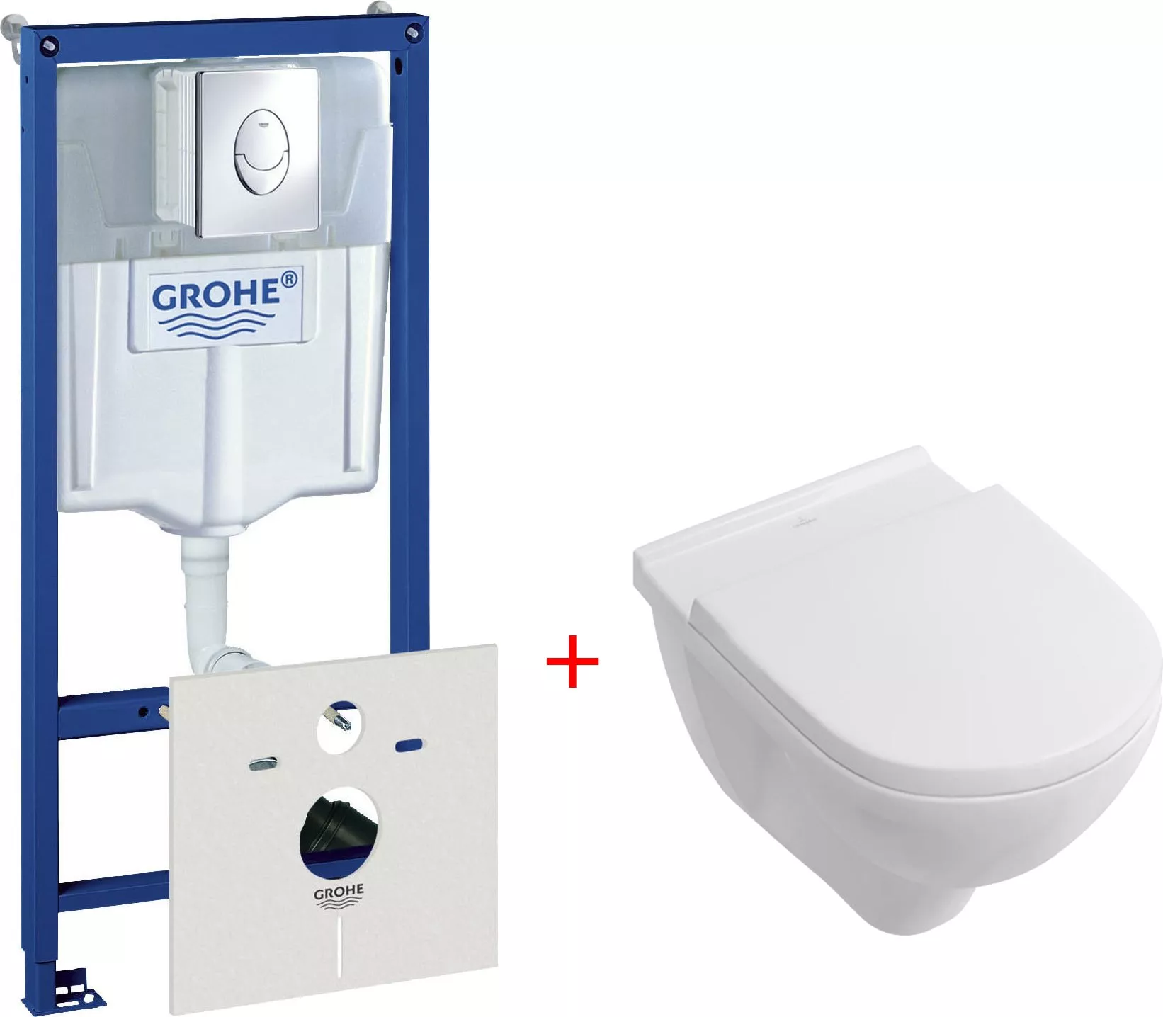 

Комплект Система инсталляции для унитазов Grohe Rapid SL 38750001 4 в 1 с кнопкой смыва + Унитаз подвесной Villeroy & Boch O.Novo 5660 H101 alpin