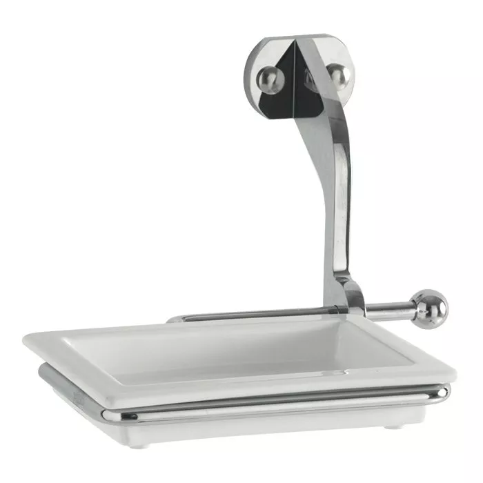 

KERASAN Мыльница подвесная, мыльница керамика белая, держатель хром (СПЕЦ.ЦЕНА из наличия)