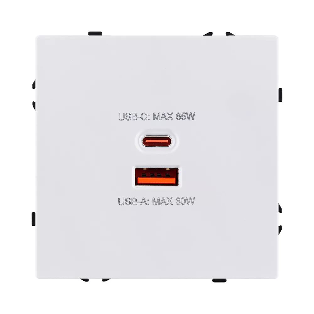 Розетка USB A+C 65W, белый глянцевый Kollinger Eclipse EC-024WG