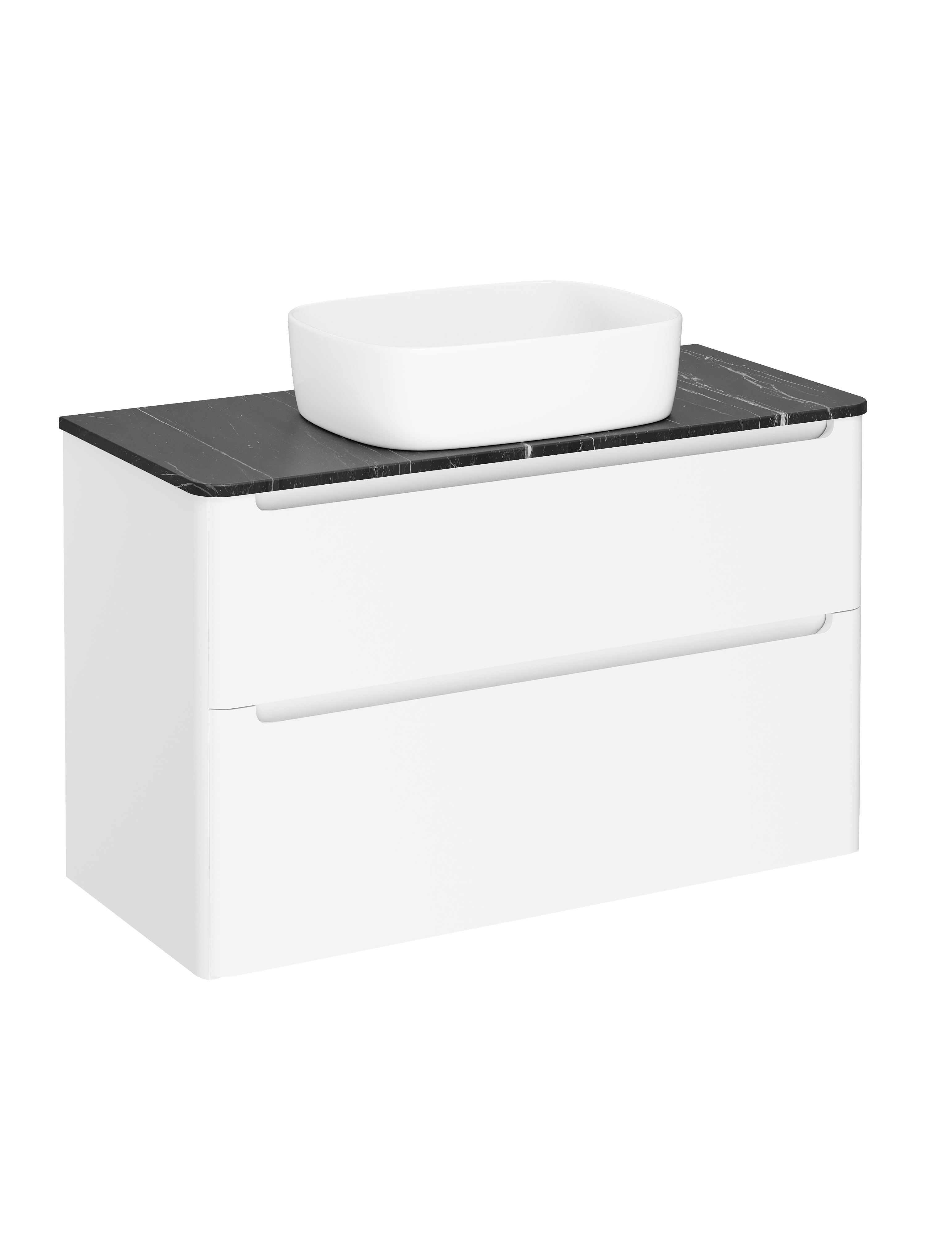 

Тумба с раковиной STWORKI Монтре 100 белая, столешница черный мрамор, раковина Берген S21410WH