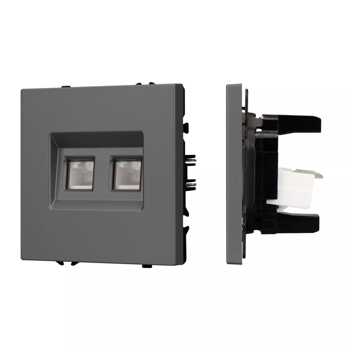 

Механизм сдвоенной компьютерной розетки Arlight SCT-NOBE-MPC2-SFPL-GR (RJ-45, CAT6) 054315