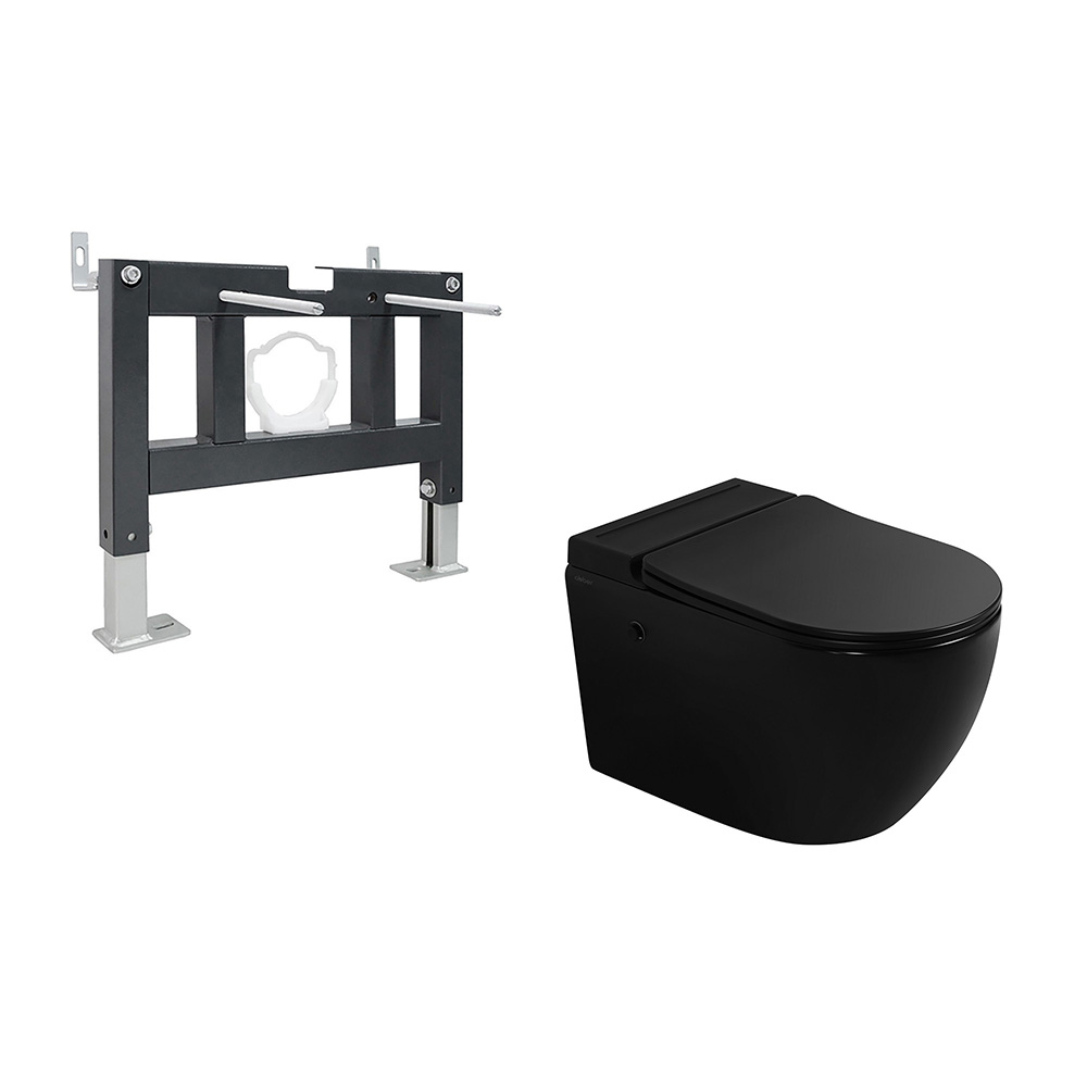 Комплект 2 в 1 Abber Bequem AC1108PMB-AC0101P Унитаз подвесной с микролифтом Монтажная рама 46800₽