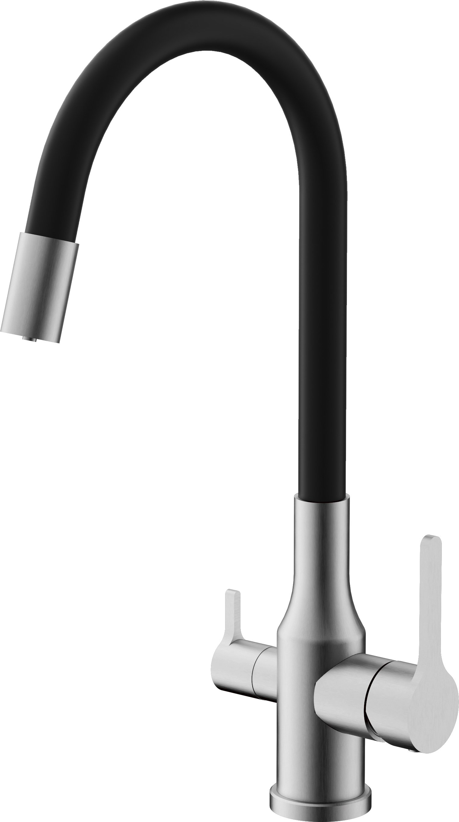 

Смеситель для кухни BELZ B814 B76814-1 с гибким изливом, сатин, черный