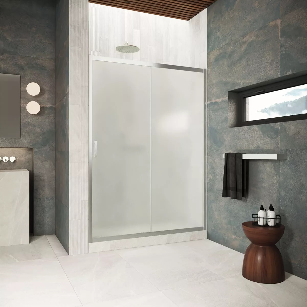 

Душевая дверь в нишу Vegas Glass ZP Protec 120 04 10 профиль никель, стекло сатин