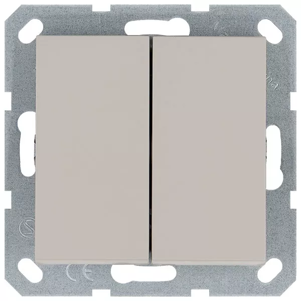 

Выключатель двухклавишный перекрестный 10A 250V с накладкой, цвет Тауп Jasmart G3014T