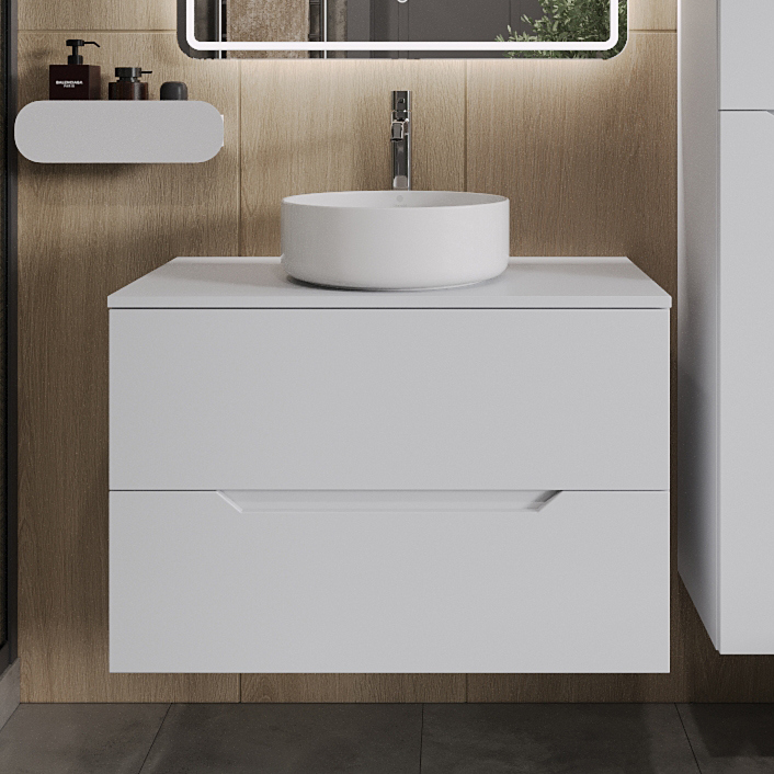 

Тумба с раковиной Orange Line 80 подвесная, 2 ящика, матовая белая с раковиной B09-360W