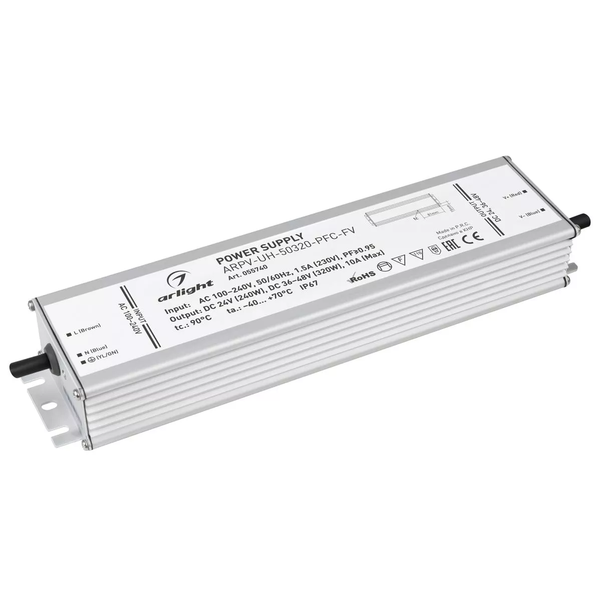 

Блок питания Arlight ARPV-UH-50320-PFC-FV (24V 240W, 36-48V 320W, 10A) (IP67 Металл) 055740