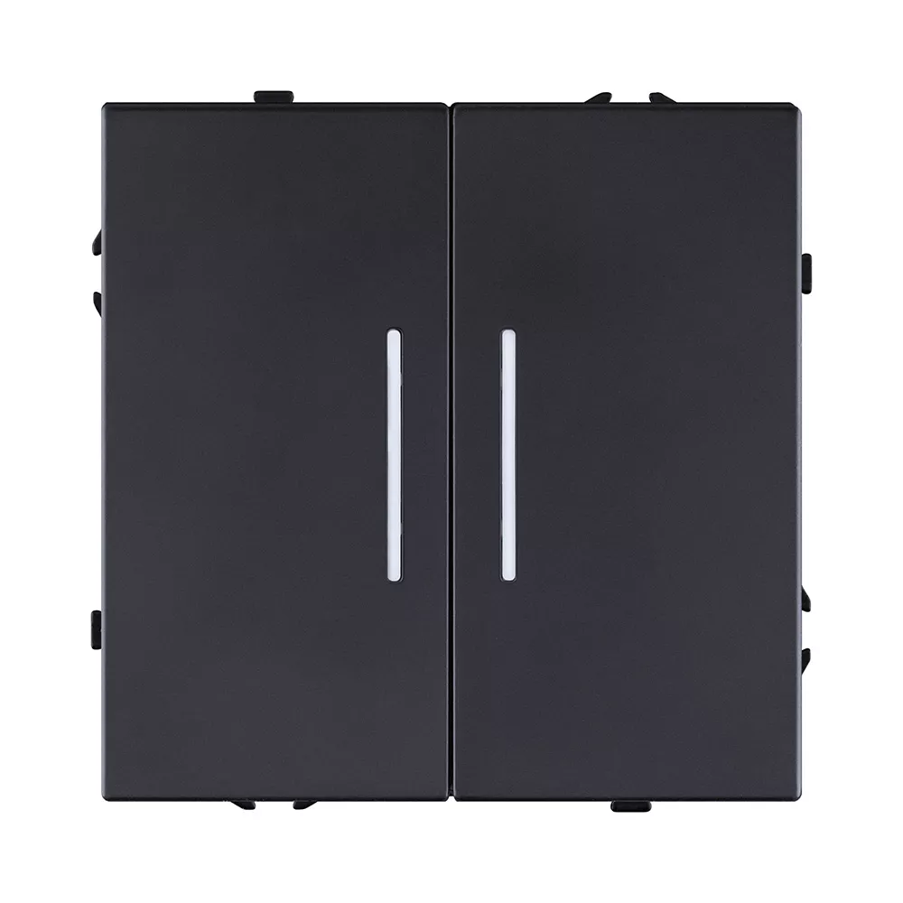 Выключатель 2-клавишный 10А/250В с LED подсветкой, черный матовый Kollinger Eclipse EC-010BK