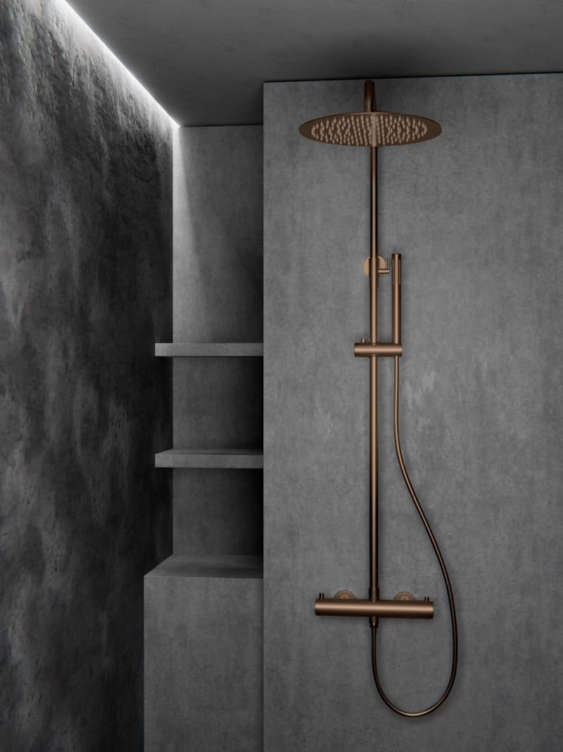 

Душевая система / Тропический душ с термостатом Knotlor SS-24/RB, бронза