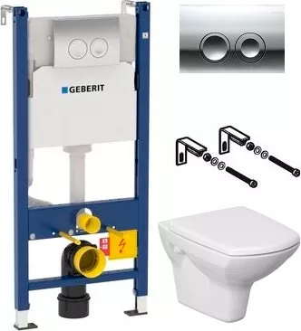 

Комплект Унитаз подвесной Cersanit Carina new clean on + Система инсталляции для унитазов Geberit Duofix Delta 458.124.21.1 3 в 1 с кнопкой смыва, Белый