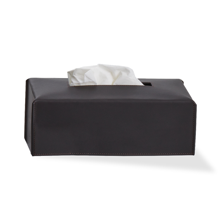 DECOR WALTHER (NAPPA KB) Контейнер для салфеток, 9 x 24 x 12.5 см, натуральная кожа NAPPA, цвет: черно-коричневый (BLACK BROWN)